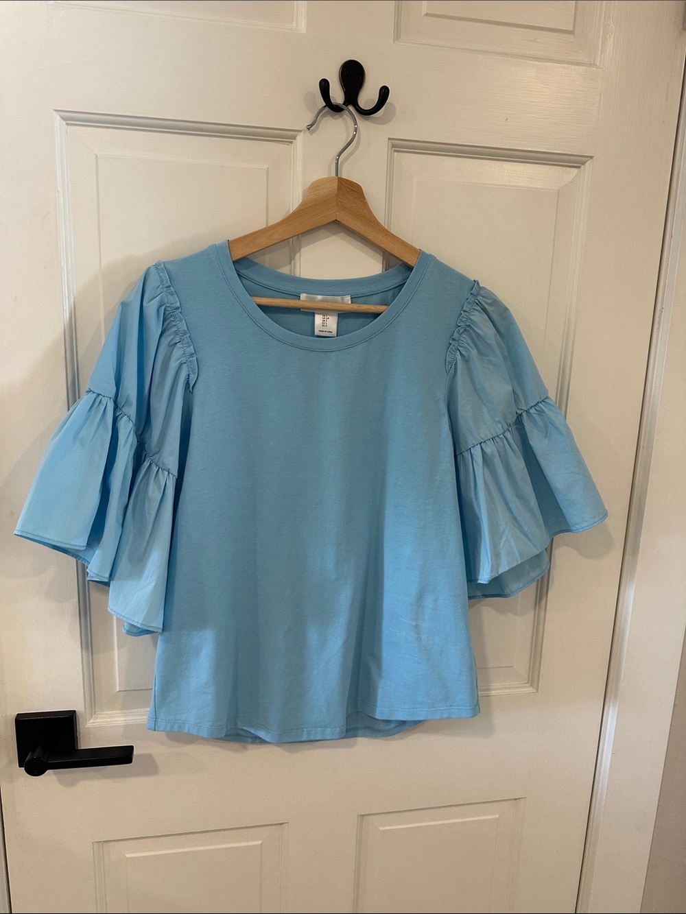 Bailey 44 Light Blue Ruffle Sleeve Tee